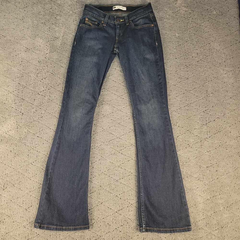 Levis 524 Jeans Womens 1M Blue Too Superlow Low Rise Bootcut Dark Wash Stretch